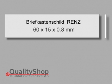 Briefkastenschild RENZ  60 x 15 x 0,8 mm silber
